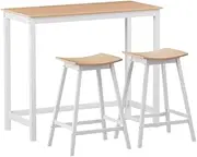 Artiss Dining Table and Chair Set of 3 Bar Tables Chairs Setting Dining Desk Nursing Reading Seating Home Living Room Bedroom Kitchen Cafe Outdoor Indoor Furniture, Pinewood + 2 x 64cm Height Seat