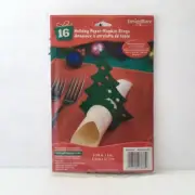 DesignWare Holiday Paper Napkin Rings Green Trees Christmas 5" Pack of 16
