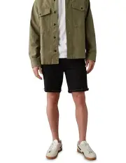 [American Eagle] EasyFlex 9 Athletic Patched Denim Shorts in True Black