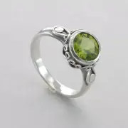 Twin Round Green PERIDOT Ring - Multiple Sizes - 925 STERLING SILVER #11e