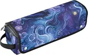 Yoogain Hair Tool Travel Bag with Iron Mat Waterproof Hair Tools Travel Organizer for Flat Irons, Straighteners, Curling Irons, Abstract Flowers Blue Purple Dreamlike Women Essentials Storage