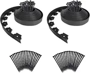 HOT SEAL 80 FT 2 Inch Tall No-Dig Landscape Edging Kit, Bonus 100Pcs Spiral Spikes, Black Plastic Lawn Edging for Landscaping, Lawn, Yard, Flower Gardens Border