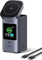 UGREEN 145W Power Bank 20000mAh Qi2 Certified Nexode Portable Charger 72Wh 15W Magsafe Wireless Fast Charging Battery Pack 3 USB Ports with TFT Display for iPhone 16 Pro Max, MacBook, iPad, Galaxy S24