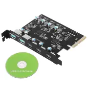 PCIe to USB 3.2 Gen 2 Adapter Card 20 Gbps 5 Ports 2*USB Type-A + 3*USB Type-C