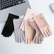 [LEIXIUSM] Sunscreen Women's Summer Driving Thin Cycling Anti Slip and Leaking Half Finger Nail Gloves