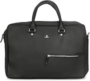 HAUTTON Men's Geniune Leather Padded Laptop Messenger Bag | Carry Handles with Adjustable Strap Bag | 16 x 12 Inches, Black, Western, Black
