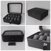 WOLF Windsor 10 Piece Watch Box Storage Case 4584029 BRAND NEW Black & Silver
