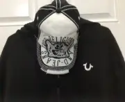 True religion TR ARMHIT ZIP UP HOODIE Size XL With BUDDHA TRUCKER HAT.