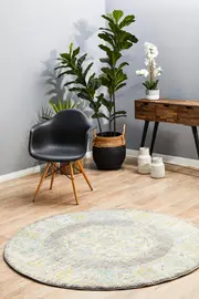 Rhythmic Tuneful Grey Round Rug