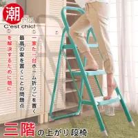 在飛比找momo購物網優惠-【潮傢俬】Deng Deng登登三層樓梯椅-湖水藍(樓梯椅)