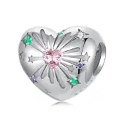 925 Sterling Silver Heart Charm Bead For Bracelet Diy