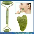 Jade Stone Facial Roller Gua Sha Board Set SPA Massager Anti Aging Beauty Tool