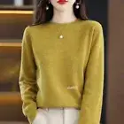 Pure Wool Cashmere Sweater Women's O-neck Pullover Casual Knitted Women's Coat