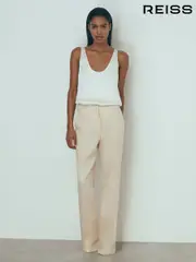 Reiss Blush Penelope Atelier Italian Textured Slim Flared Suit Trousers (N72541) | $665