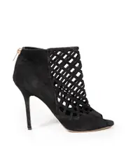 Black Suede Cut Out Accent Boots