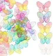 50pcs Mini Butterflies Ornaments for Crafts Exquisite Nail Art Decors Hanging Decorations for Phone Cases Headdresses Manicure Projects