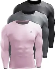 [Neleus] Men's 3 Pack Athletic Compression Shirt Running Shirts, Heatlock Mock