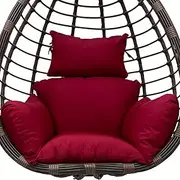 Srutirbo Swing Egg Cushion Replacement Waterproof, Outdoor Hanging Basket Seat Cushion Pillow, Foldable Hanging Egg Chair Back Cushions with Headrest Pillow (Wine red)