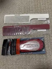 BaByliss PRO Barberology Barber Clipper Combs Red + White + Hair Grippers NEW
