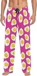 [WOIWB] Men’s Pajama Pants Eggs Cartoon Lounge Pants with Pockets Drawstring Elastic Band S