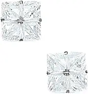 [JewelryWeb] 14k White Gold 10x10mm 4 Segment Square CZ Simulated Diamond Light Prong Set Earrings Stud Earring for Women