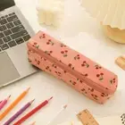 Cherry Print Pencil Pouch Canvas Stationery Organizer Pencil Case Gift