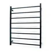 RADIANT Heated Towel Rail/Rack SQUARE Bar Matt BLACK 800 x 1000mm - Bottom RI...
