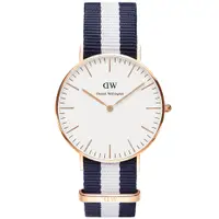 在飛比找PChome24h購物優惠-DW Daniel Wellington 經典藍粉紅帆布錶帶