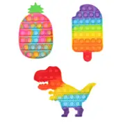 3 Packs Pop It Fidget Multicolor Sensory Toys for Kids 1 Pineapple, 1 Ice cream, 1 Dinosaur