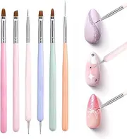 Nail Art Brush Set, Pen Painting Tools for Gel Nail Polish Painting, Nail Extension Gel Builder Gel Brush, Nail Art Fine Liner Brush and Nail Dotting Pen for DIY Manicure (6Pcs)