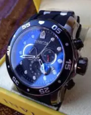 Invicta - Mens Pro Diver Analog Display Swiss Quartz Black Watch