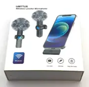 Leettus 2pcs Lavalier Wireless Microphone for Video Recording, Streaming, Vlog
