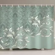 Fresh Concise Leaf Wave 3D Shower Curtain Waterproof Fabric Bathroom Decoration