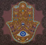Midi Bead embroidery kit Golden Hamsa DIY Embroidery Kit beadwork pattern