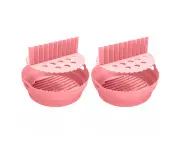 2Pcs Air Fryer Silicone Pot With Dividing Pad Foldable Round Baking Tray Silicone Reusable Air Fryer Liners - Pink