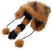 [WOFASHPURET] Little Raccoon Ear Hat Plush Sunscreen for Face Turtle Pendant Charm Clip on Bow Barrette Holder Alligator Hairpins Christmas Animal Stamps Animal Key Ring Coffee Polyester Fiber