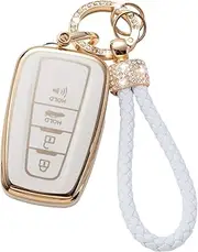 Gematay for Toyota Key Fob Cover with Lanyard, Car Key Case Protection for 2018-2022 Camry RAV4 Highlander Avalon C-HR Prius Corolla GT86 Smart Key Holder