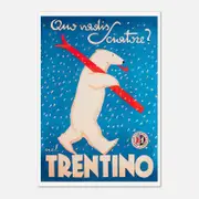 Galrie Trentino Polar Bear Vintage Ski Advertising Poster for Home Decor, Poster Only, A4 21 x 30cm (8 x 12inch)