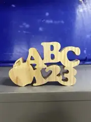 MONDO LLAMA Paintable Wood Craft Block Cutouts Wooden Apple ABC123
