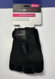 Cover Girl Active Fitness Gloves Womens Med Black Reinforced Grip Work Out Glove