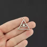 5 Evil Eye Antique Silver Tone Charms 2 Sided - SC7578