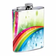 Groovy Rainbow Em3 Flask 8oz Stainless Steel Hip Drinking Whiskey