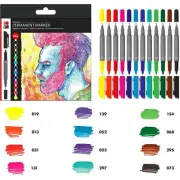 MARABU Permanent Alcohol Ink Twin Tip Markers Brush Pens Set Manga Art Craft Kit