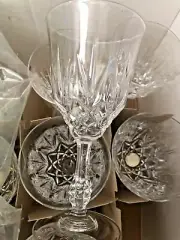 Vtg Crystal Wine Water Goblets Stemware Glasses Capri Lead Set of 6 Italy 6 Oz