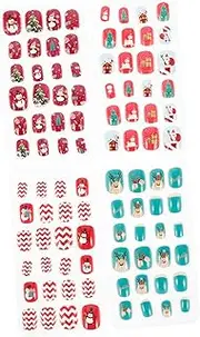 Healvian 96pcs Nail Stickers Square False Nails Christmas False Nail Christmas Nails Art Decoration Fake Nails Christmas Party False Nail Artificial Nail Tip Abs