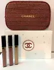 NIB CHANEL Holiday 2022 Sheer Genius Lip Gloss Trio Gift Set Red Tweed Bag