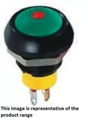 Apem ILLUMINATED PUSH BUTTON SWITCH 5A Momentary SPST, Solder RED/RED