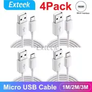 4X Micro USB Cable 3M 2M 1M Fast Charging Charger Long Cord For Android Samsung