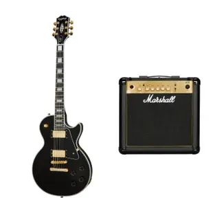 【Epiphone】Les Paul Custom Ebony 電吉他+Marshall MG-15音箱組(孤獨搖滾同款)