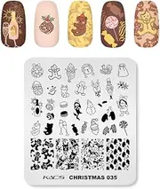 Rolabling Christmas Nail Stamping Plates New Year Christmas Manicure Print Image Template Stencils Printing DIY Tool (035)